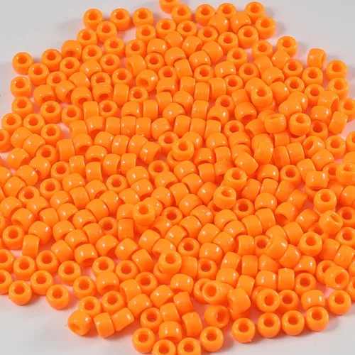 Gxueshan 1000 piezas Cuentas de poni acrílicas de un solo color 6x9mm, cuentas de poni a granel para hacer pulseras, cuentas de plástico, cuentas de