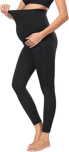 Miniatura 2 de JOJOANS Leggings de maternidad sobre el vientre con bolsillos, pantalones de yoga para embarazo, ropa deportiva suave, pantalones de maternidad