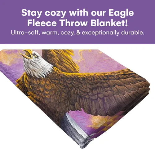 Miniatura 2 de Dawhud Direct Manta de forro polar de águila, 50 x 60 pulgadas, estampado de águila voladora, felpa súper suave, unisex, color Iii Eagle Clouds
