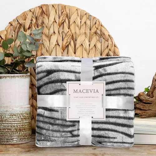 Miniatura 7 de MACEVIA Manta Decorativa de Forro Polar Sherpa para Sofá, Manta de Cebra 3D, Mullida, Gruesa, Cálida, Reversible, Acogedora, Cómoda, Súper Suave