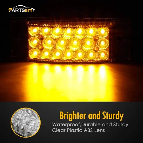 Miniatura 9 de Partsam 2 luces LED rectangulares rojas de 6 pulgadas para remolque, 21 diodos con reflectores+par de luces de marcador frontal lateral ámbar de 6