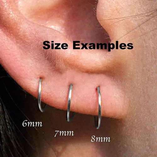 Miniatura 48 de Aretes de plata de ley abiertos para cartílago, tragus, delgados, calibre 22
