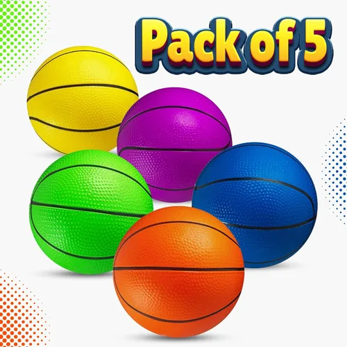 Miniatura 7 de Mini Basketball Set for Kids - 6 Inch (5 Pack) w/Hand Pump - Small Size Indoor Mini Hoop Balls for Toddlers - Over The Door Basketball Games, Indoor