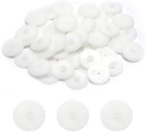 Miniatura 12 de Bettomshin 30 piezas de dientes de engranaje de plástico de 0.5 módulos modelo 322A OD 17mm/0.66" x diámetro del agujero 2mm/0.08" x espesor
