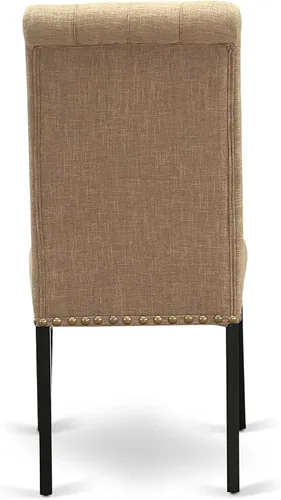 Miniatura 11 de East West Furniture DLBR3-BLK-17 - Juego de muebles de comedor de 3 piezas que contiene una mesa de comedor redonda con gotas y 2 sillas tapizadas