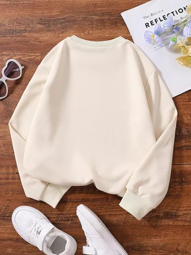 Miniatura 2 de SOLY HUX Sudadera de manga larga con cuello redondo y estampado de letras de corazón para niña