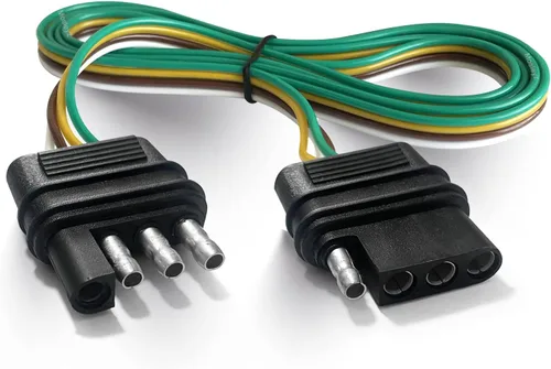 Miniatura 8 de Extensión de cable de remolque 4 vías 4 pines, enchufe de 4 cables 4 planos con enchufe macho y hembra 18 AWG 26 pulgadas, extensor de arnés