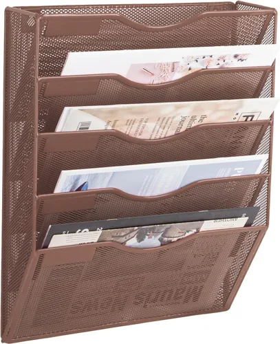 Miniatura 51 de EASEPRES Organizador de archivos de malla de 3 bolsillos para colgar en la pared, carpeta de papel para correo montada en la pared, organizador