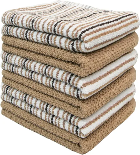 Miniatura 3 de Toallas de cocina de 16 x 26 pulgadas, paquete de 6 paños de cocina grandes de algodón, diseño de rayas de palomitas de maíz, altamente absorbentes