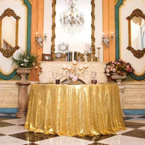 Miniatura 15 de Juya Delight Mantel rectangular de lentejuelas color azul bebé de 50 x 80 pulgadas para fiesta, cena, banquete, festival, boda, aniversario