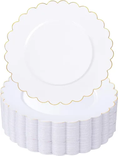 Miniatura 14 de SUT 72 platos de plástico negro PSC, platos desechables resistentes, platos llanos desechables negros, plato llano de plástico de 10.25 pulgadas