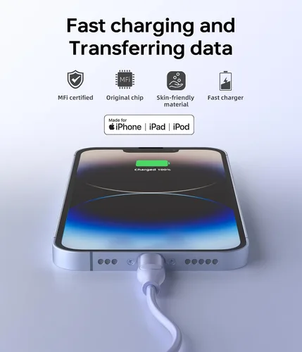 Miniatura 6 de Cable USB C a Lightning de Apple, paquete de 3 cargadores de iPhone de 6 pies con certificación MFi de carga rápida tipo C a Lightning, cable