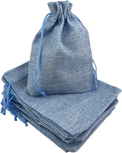 Miniatura 13 de Palmhomee Paquete de 20 bolsas de regalo de arpillera con cordón, bolsas de joyería de lino, bolsas de yute de boda para joyas y bolsas