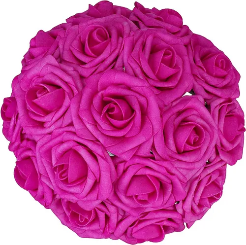 Miniatura 14 de 50 piezas Flores Artificiales, Rosas de Espuma Artificiales de Tacto Real Decoración Bricolaje para Boda Dama de Honor Ramo Nupcial Centros de Mesa