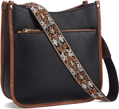 Telena Monederos cruzados para mujer, de piel vegana, de moda, con correa ajustable para guitarra