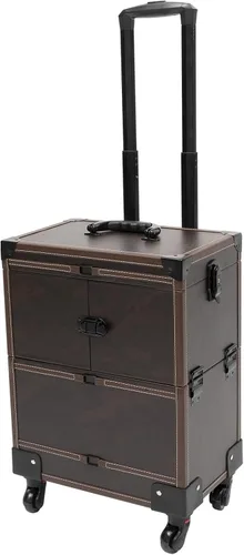 Miniatura 10 de Maleta de viaje con ruedas para maquillaje, organizador de almacenamiento de maquillaje, organizador de almacenamiento de manicura, organizador