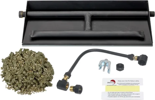 Quemador de gas de doble fila NG de 16 pulgadas con kit completo de conexión, fabricado con acero recubierto de polvo, específicamente para troncos