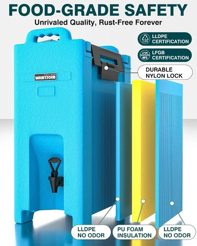 Miniatura 3 de WantJoin Dispensador aislado de bebidas de 5 galones, recipiente para bebidas frías y calientes con asas, contenedor térmico comercial