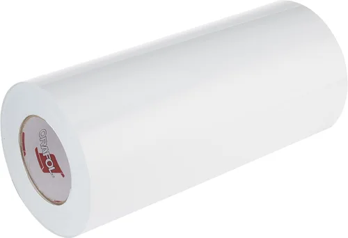 ORACAL Rollo de vinilo permanente blanco brillante 651 película adhesiva, 12 pulgadas x 15 pies con papel de transferencia, para letreros,