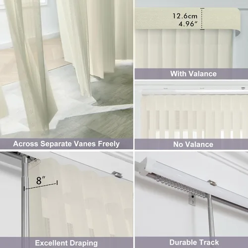 Miniatura 4 de Graywind Persianas verticales de tela transparente manuales tamaño personalizado ajustar luz tela transparente sin varilla de control privacidad