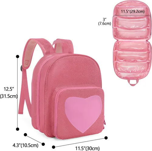 Miniatura 6 de LoDrid Mochila de transporte compatible con todas las muñecas LOL Surprise, estuche de almacenamiento con 6 bolsillos transparentes para organizador