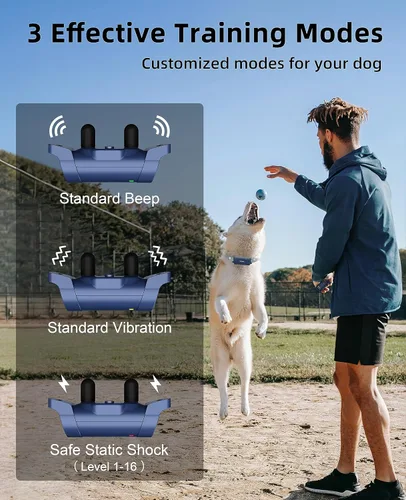 Miniatura 2 de Bousnic Collar de choque para perro con control remoto, [Nueva edición] Collar de entrenamiento de perros de 4000 pies para perros grandes, medianos