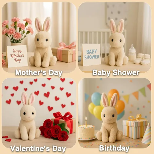 Miniatura 8 de WEIGEDU Animal de Peluche Relleno Conejito de 17.3 Pulgadas para Niños, Niñas y Bebés - Regalo Perfecto para Cumpleaños, Pascua y Navidad