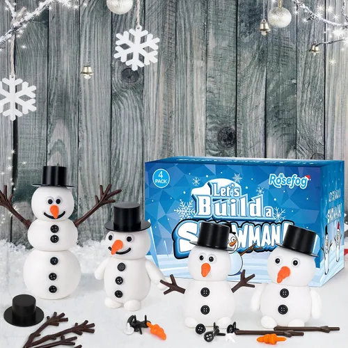 Miniatura 7 de 4 Pack de Manualidades Navideñas, Manualidad de Muñeco de Nieve de Arcilla de Secado al Aire, ¿Quieres Construir un Muñeco de Nieve? Rellenos