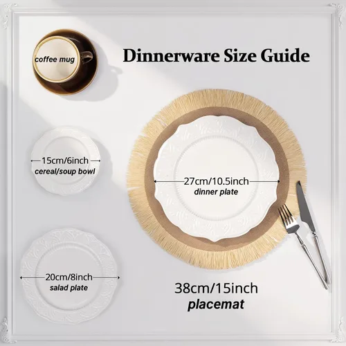 Miniatura 2 de FunWheat Juego de 12 manteles individuales redondos de arpillera trenzados para mesas de comedor de 15 pulgadas, resistentes al calor, tela tejida