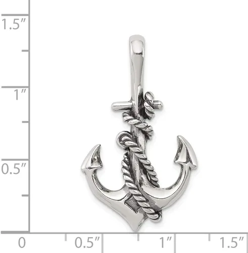 Miniatura 2 de Colgante de plata de ley 925 maciza para hombre, estilo vintage, ancla y cuerda, 1.299 in x 0.827 in, Metal