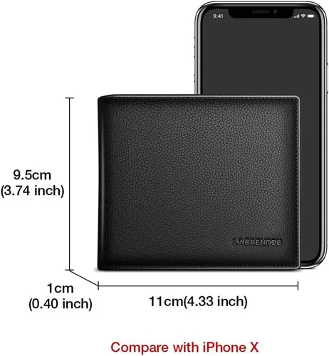 Miniatura 15 de LAORENTOU Billeteras de cuero genuino para hombre, billeteras plegables con cremallera, bolsillo para monedas, casual, cartera delgada