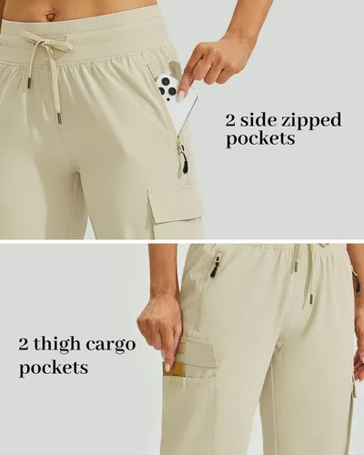 Miniatura 3 de Willit Pantalones de golf tipo cargo para mujer, con bolsillos, de secado rápido, ligeros, casuales para exteriores