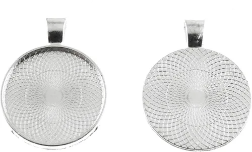 Miniatura 2 de Bandejas colgantes de bisel redondo, cabujón, base en blanco para manualidades, fotos, joyas, hallazgos, fabricación de accesorios, Plata Plata