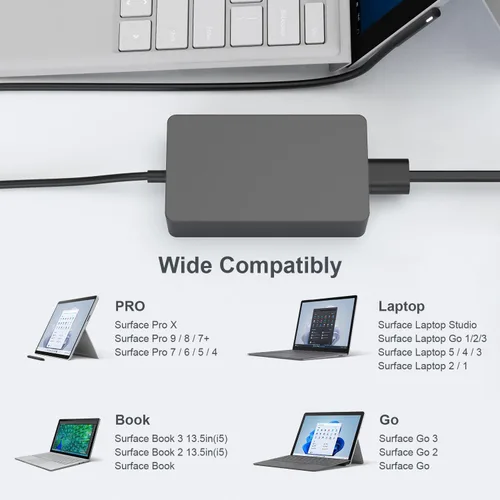 Miniatura 2 de Cargador para libros Surface Pro, 15 V, 4 A, 65 W, fuente de alimentación compatible con Microsoft Surface Book Surface Laptop Surface Pro 9 Pro 8