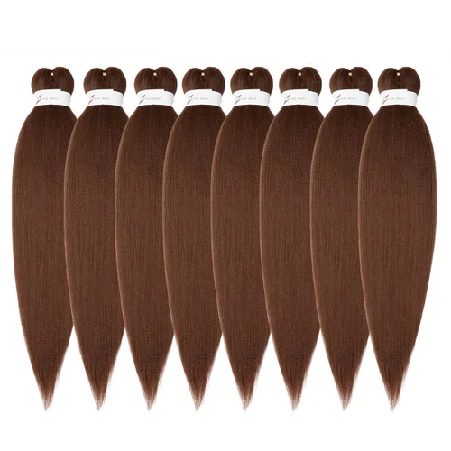 Miniatura 30 de Cabello trenzado preestirado de 24 pulgadas, 8 paquetes de extensiones de cabello sintético de fácil trenzado sintético profesional suave textura #1B