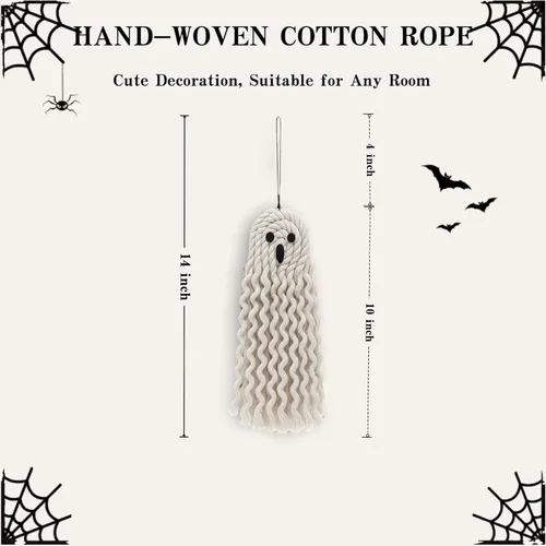 Miniatura 3 de Decoración de Halloween de fantasma hecha a mano de 14 pulgadas, decoraciones de Halloween para interiores y exteriores, decoración de otoño
