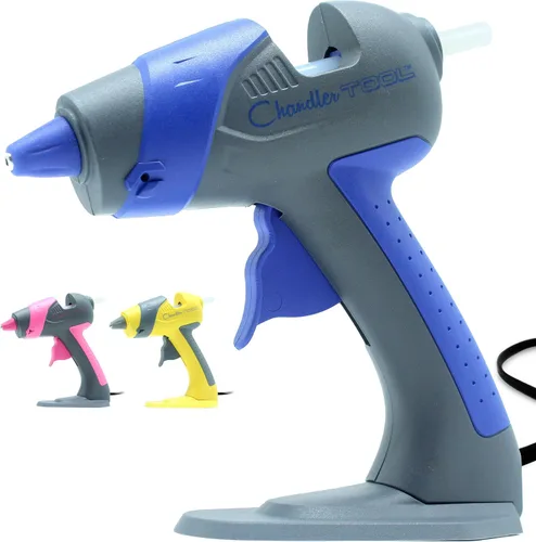 Chandler Tool - Kit de mini pistola de pegamento caliente, 25 W, tamaño pequeño, de pie, alta temperatura, con 10 mini palos de pistola de pegamento
