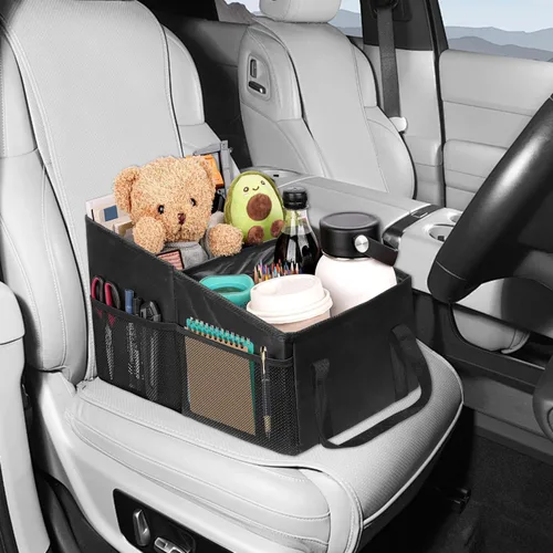 Miniatura 4 de Organizador de automóvil, organizador de asiento trasero de automóvil para niños, organizador de automóvil con divisiones, asas y múltiples