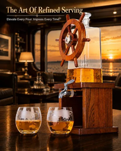 Miniatura 4 de Jillmo Juegos de decantadores de whisky para hombres, decantador de licor de 42.3 fl oz, regalos para hombres
