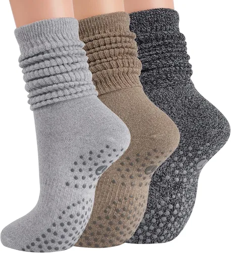 Miniatura 11 de Calcetines de pilates de agarre para mujer, calcetines de yoga con agarre para barre entrenamiento, hospital, calcetines largos