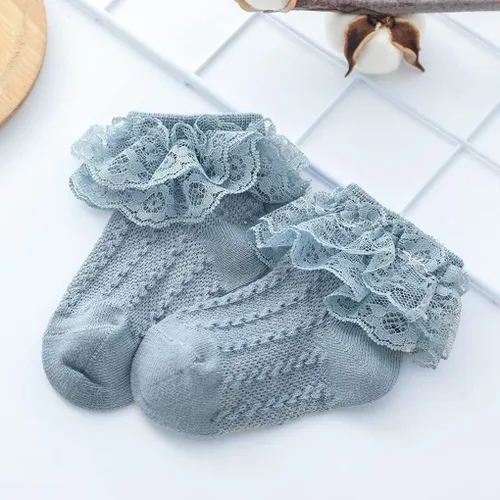 Miniatura 5 de Calcetines de princesa para recién nacidos, con volantes de encaje, para niñas pequeñas