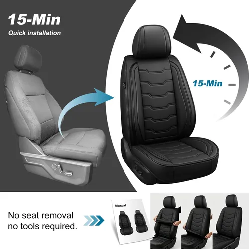 Miniatura 6 de DISUTOGO Juego completo de fundas de asiento para Honda Civic 2003-2024 2025 2026, impermeables, de cuero de primera calidad para fundas de asiento