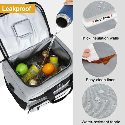 Miniatura 4 de MIER Bolsa enfriadora suave extra grande de 30L con abridor de botellas para camping, playa, barbacoa, comestibles, golf, a prueba de fugas, bolsa