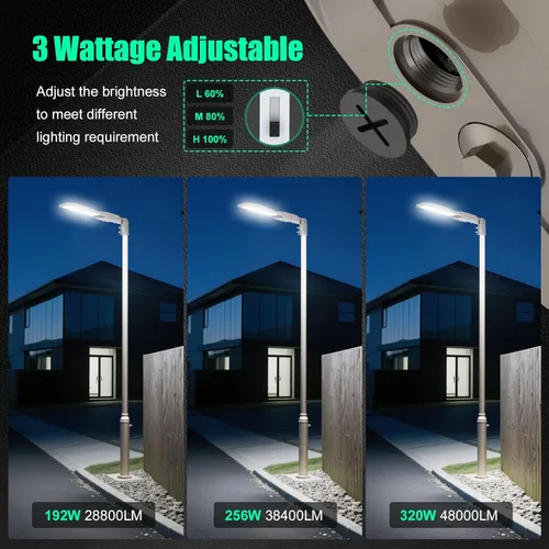 Miniatura 4 de Luz LED de Poste para Estacionamiento de 480V 320W con Montaje de Ajuste Deslizante, Luces LED Tipo Caja UL DLC Certificadas 44800LM 5000K Luces