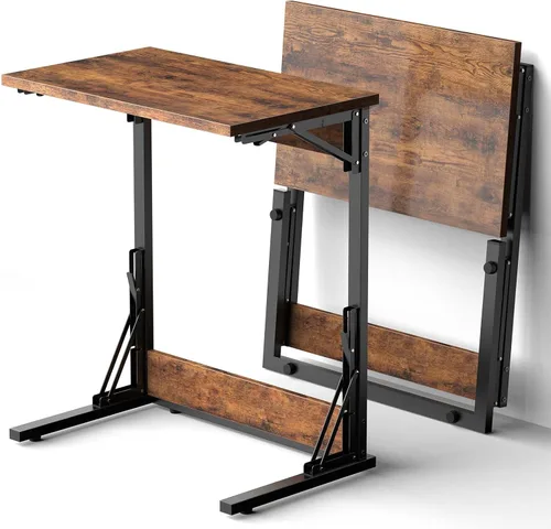 Miniatura 7 de Tatub Mesa auxiliar plegable en forma de C de 24 pulgadas, escritorio lateral pequeño para computadora portátil, mesa de bandeja de TV para sala