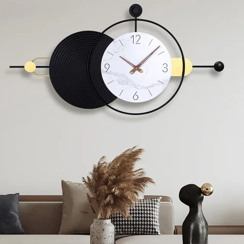 Miniatura 15 de Reloj de pared grande e irregular, moderno, de 26 x 16 pulgadas, único, silencioso, sin tictac, funciona con pilas, relojes decorativos para sala