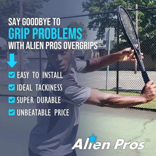Miniatura 3 de Alien Pros - Cinta de agarre para raqueta de tenis (6, 12 o 60 agarres), agarre de tenis precortado y con sensación seca, cinta de agarre