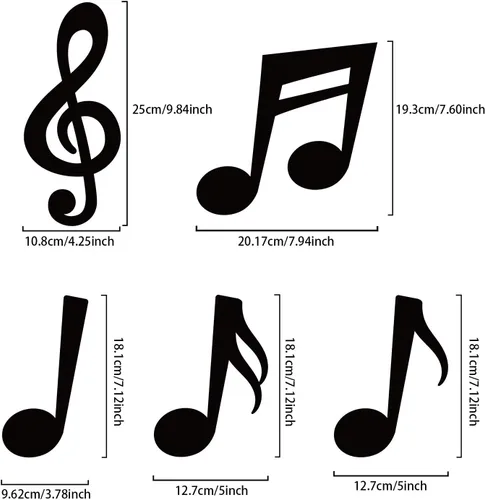 Miniatura 2 de Boao 40 piezas de notas musicales recortadas, decoraciones de fiesta, notas musicales, silueta para conciertos temáticos de los años 50, discos