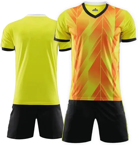 PAIRFORMANCE Conjunto de camisetas de fútbol para niños y niñas de 6 a 12 años de edad, camisetas y pantalones cortos de fútbol para interiores
