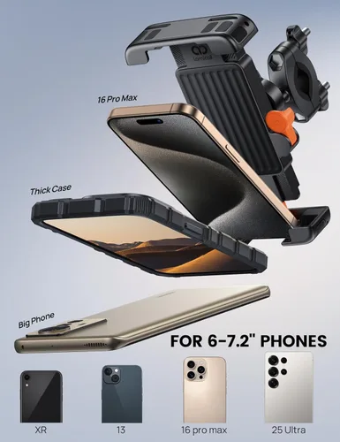 Miniatura 5 de Lamicall Soporte para Teléfono de Bicicleta y Motocicleta - [Bloqueo Rápido 1s] Clip Portátil para Teléfono Celular de Bicicleta, Abrazadera